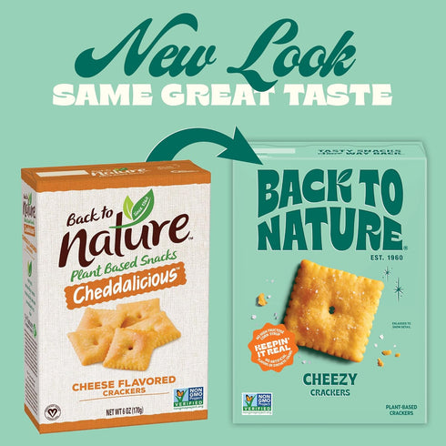 5 oz Back to Nature Cheezy Square Crackers, Non-GMO, Plant-Based Cheese Flavored Snack Cracker, Made with Wheat Flour