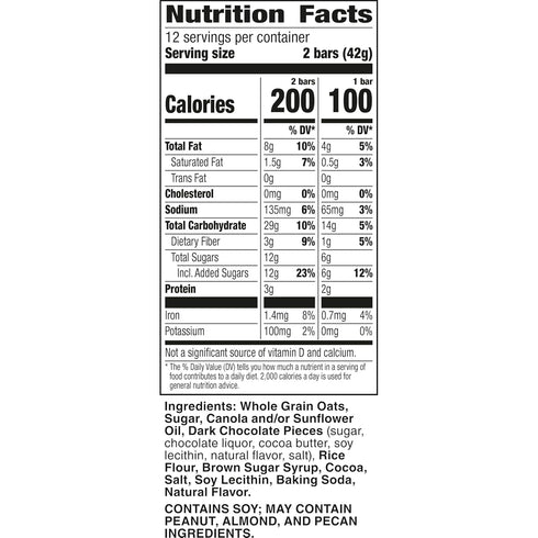 24 17.88 oz (12 Nature Valley Crunchy Granola Bars, Oats 'N Dark Chocolate, Bars, Pouches)