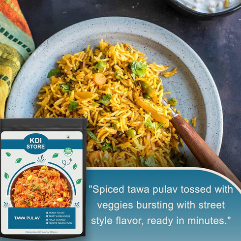 Store 80g KDI Tawa Pulav, USDA Organic Freeze Dried Ready to Eat Indian Rice with Mixed Vegetables
