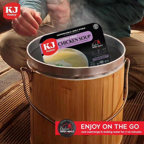 (2 Pack) KJ Poultry Kosher for Passover Gluten Free Meals, Chicken Soup with Non Gebrokts Matzah Balls, Halal, Prepared