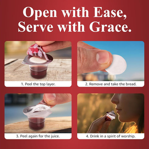 Grace Communion Set 250 Communion Prefilled Cup and Wafer - Box of Bread and Grape Juice for Holy