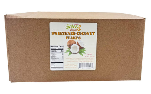 Packed 10 lb. Sweetened Premium Coconut Flakes | by Dasher's Spice & Beans | in the USA |