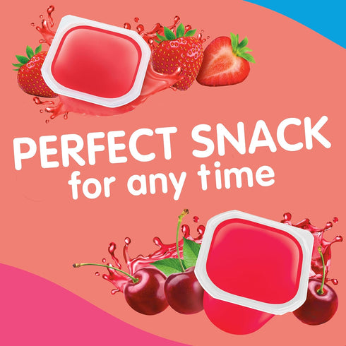 Snack Pack 3.25 oz., 12-Count Pack Zero Sugar Strawberry and Cherry Flavored Low Calorie Juicy Gels Cups, Family