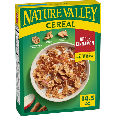 Nature Valley Apple Cinnamon Breakfast Cereal with Flakes, Granola Clusters and Real