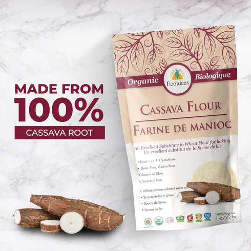 1000g Ecoideas Organic Cassava Flour Gluten-Free, Grain-Free, Non-GMO Ideal for Baking and Cooking High Fiber