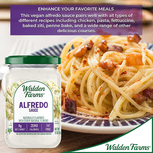 Walden Farms Light Alfredo Sauce, 12 oz. Jar (2 Pack) - Vegan, Keto Friendly, Perfect for Chicken, Pasta & More