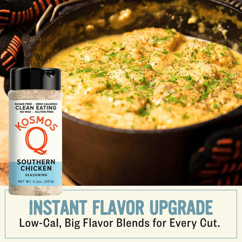 5.2 Oz Kosmos Q Southern Chicken Seasoning, All-Purpose Chicken Spice Blend with Garlic, Basil & Thyme, Sugar Free