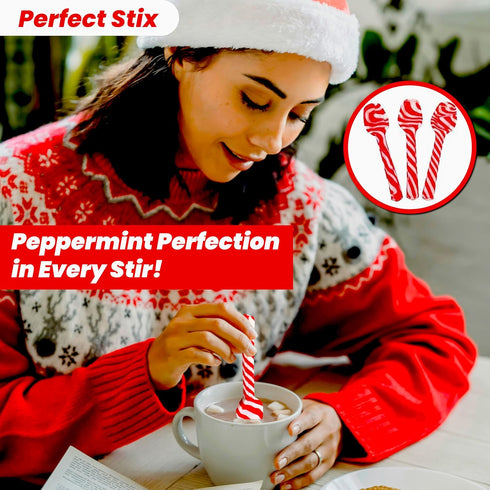 Pack 12 Perfect Stix Christmas Candy Cane Peppermint Spoonz.Edible Stirring Beverage Spoonz. Hot Chocolate Cocoa Tea