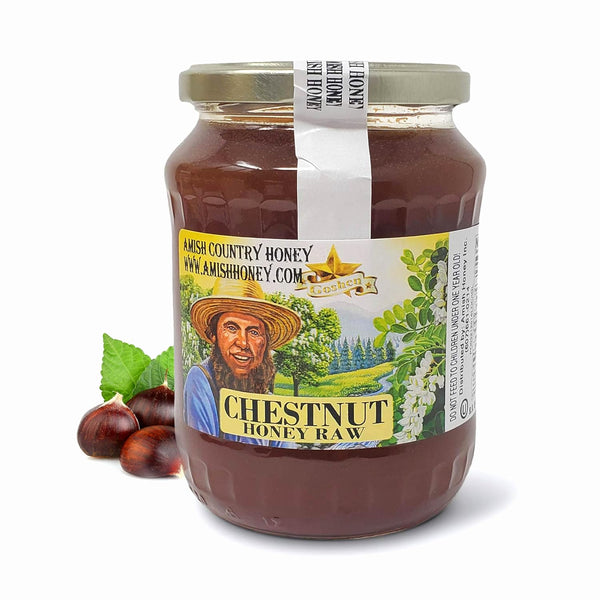 Goshen Amish Country Extremely Raw Chestnut Honey - Unfiltered, Unprocessed, Pure &