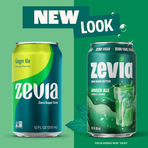 12 oz (24-Pack) Zevia Zero Sugar Soda, Ginger Ale, Cans Naturally Sweetened, Non-GMO Project Verified, Gluten-Free
