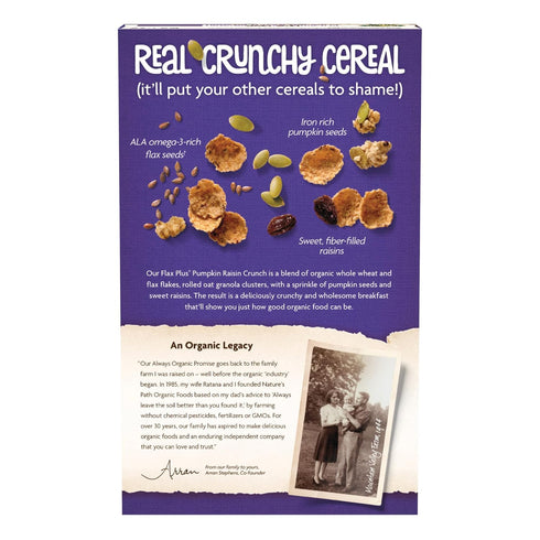 12.3 oz (Pack 1), Nature's Path Organic Flax Plus Pumpkin Raisin Crunch Cereal, of Non-GMO