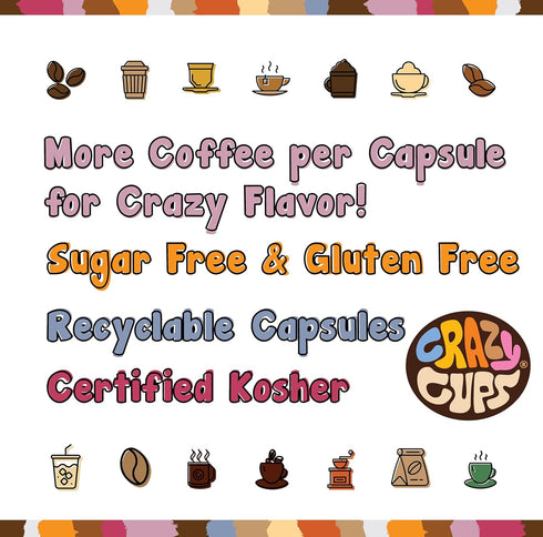 Pack, 50 Count Crazy Cups Flavored Coffee Pods Variety Medium Roast, Single Serve in Recyclable for Keurig K cups