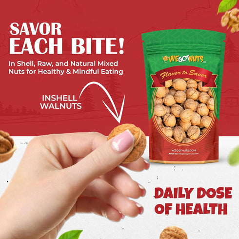 2 lbs Package Raw California Walnuts In Shell -Premium Quality Whole & Unsalted Walnuts By We Got Nuts Natural Healthy