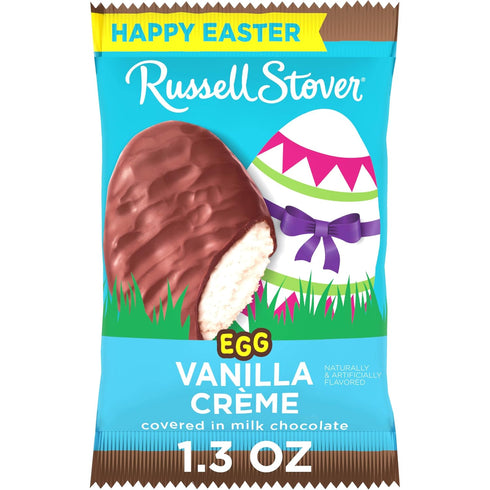1.3 oz. (Pack 18) RUSSELL STOVER Easter Vanilla Crme Milk Chocolate Easter Egg