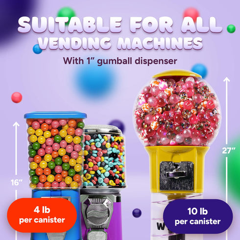 1 Inch 3.8 Lb Gumballs for Gumball Machine - Large Gumballs - Assorted Fruit Flavored Bubble Gum for Kids - Sweet Gum