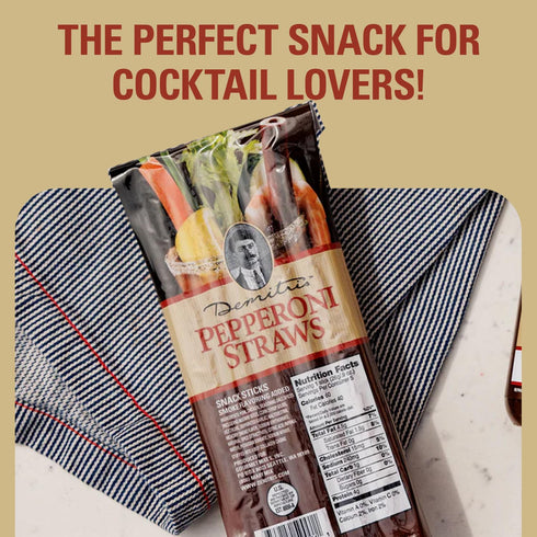 Demitri's Bloody Mary Pepperoni Straws - 5 Pepperoni Straws (Pack of 1) - Smoky Edible Cocktail Garnish Snack
