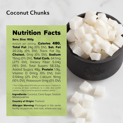 (2 LBS) NUTS U.S. Coconut Chunks | Sweetened |No Artificial Colors or Flavors | Refreshing and Delicious Coconut Flavor
