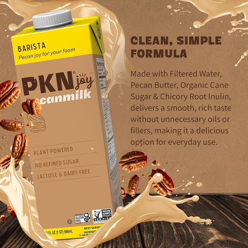 32 Oz (Pack 6) PKN Barista-Style Pecan Milk, Fl of Dairy-Free, Vegan, Non-GMO, No Seed Oils, Plant-Based Milk