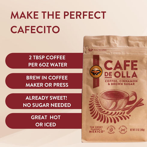 12 (Pack 2), Caf De Olla Ground Coffee, Ounce of Cinnamon and Brown Sugar Spiced Mexican Dark Roast Coffee by La