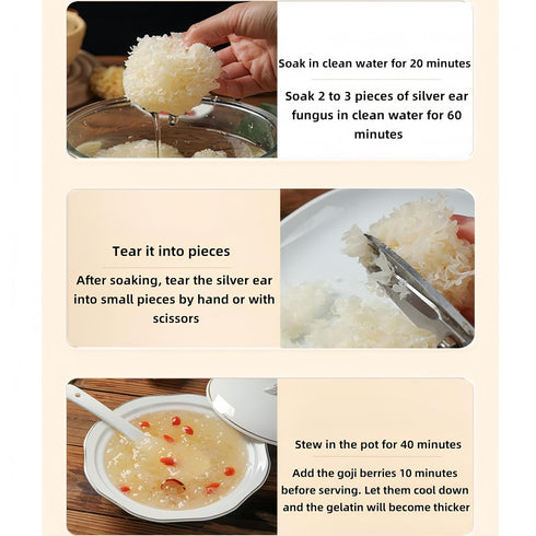 GXXDMZAQ 7.05 oz/200g Premium Dried White Fungus (Tremella Mushroom) - Rootless Snow Fungus, Gluten-Free - for Soups