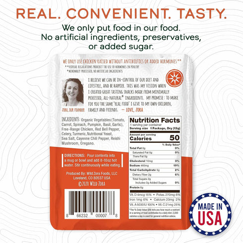 Wild Zora Instant Keto-Friendly Soups, Tuscan Chicken 8-pack, Gluten-Free, Low Carb, Flavorful Pantry Staples