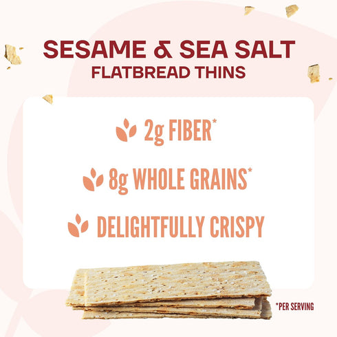 6.7 oz (Pack 10), Wasa Sesame & Sea Salt Flatbread Thins, of Crackers, Non-GMO Ingredients