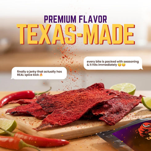 2oz Tizon Lumbre Carne Seca - Spicy Fuego Beef Jerky Snack, Premium Mexican-Style Dried Beef, Resealable Pouch, No