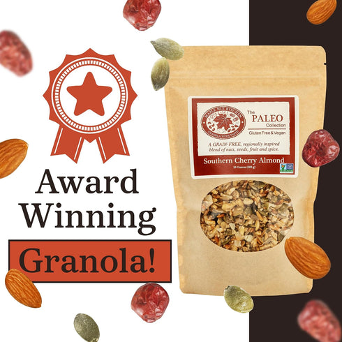 3 Pack Maple Nut Kitchen Southern Cherry Almond Granola Paleo Grain Free Nut Granola with Tart Cherries, Coconut