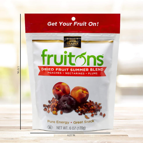 Summer 6 oz (pack 2) Traina Home Grown Fruitons California Sun Dried Blend Fruit Mix - Peaches, Nectarines and Plums