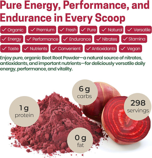 5 lb Organic Beet Root Powder - Red Superfood Supplement for Drinks, Juice, Smoothies Recipes - All Natural, Vegan, Non