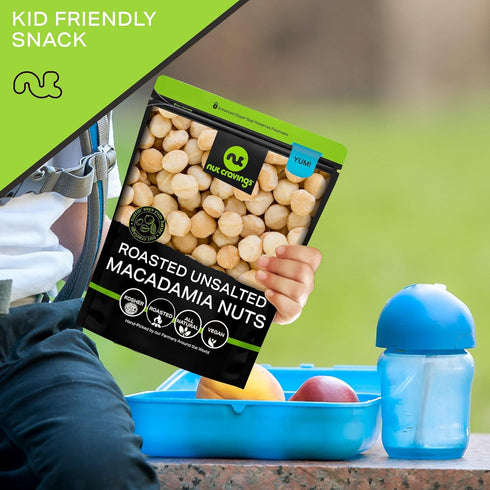 (8oz 1 Pack) Packed NUT CRAVINGS - Roasted Macadamia Nuts - No Shell, - Bulk Nuts Fresh in Resealable Bag - Healthy