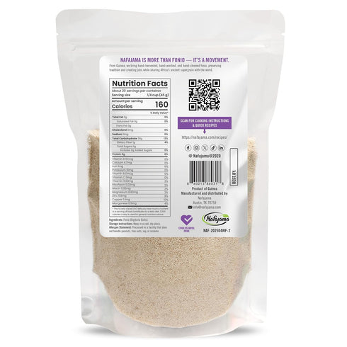 1 2 lb 907g Nafajama Premium Gluten-Free White Fonio Grain | Ancient African Super- grain| All-Natural, Non-GMO, Vegan