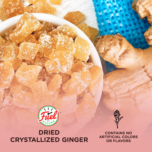 1lb Fuel by Nature Dried & Crystallized Ginger Healthy Snack, High Energy Treats for Snacking, Bulk Dried Candied