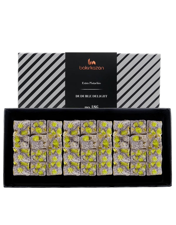 Turkish Delight Extra Duduble by BAKIRKAZAN, %40 PISTACHIO Turkish Delights Candy 8.8
