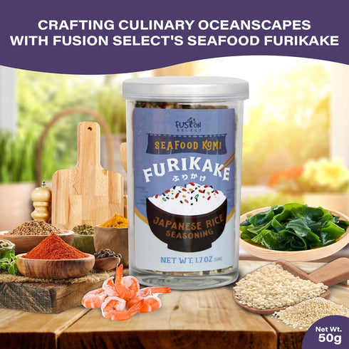 Fusion Select Furikake Rice Seasoning - Katsuo Komi Furikake Seasoning Mix with Shrimp, Bonito Flakes - Japanese Spices Topper for Noodles, Onigiri, Salad, Popcorn, Tofu, Stir Fried Vegetables - 50g
