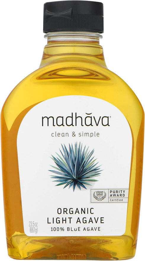 MADHAVA Organic Light Agave, 100% Pure Organic Blue Agave Nectar | Natural