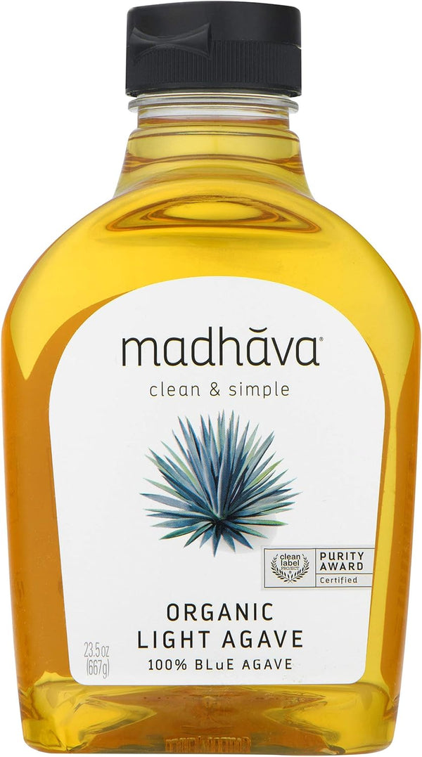 MADHAVA Organic Light Agave, 100% Pure Organic Blue Agave Nectar | Natural