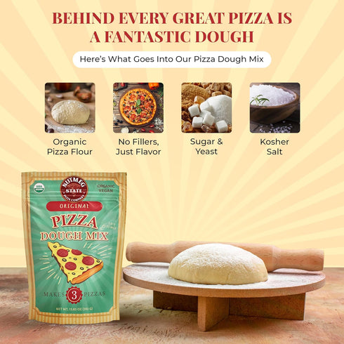 Nutmeg State Pizza Company 3 Organic Pizza Dough Mix - Makes Crusts for Homemade Pizzas