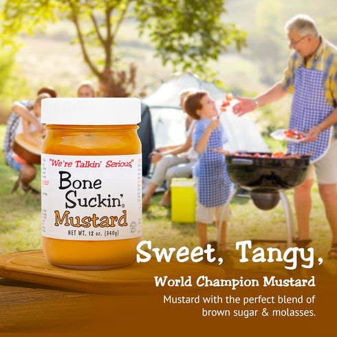 (12 oz, Bone Suckin' Mustard, World Champion Flavor, Made in the USA, Non-GMO, Gluten-Free, Kosher and has No High