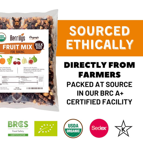 5 Lbs, Mulberries, Fruit Mix, Organic, Berrilys, Dried Fruits, Diced Figs, Diced Apricots, White Sultanas, Sour