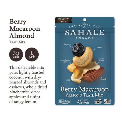 Sahale Snacks Berry Macaroon Almond Trail Mix, 7 oz Pouches - Non-GMO, Kosher, Gluten-Free Snacks