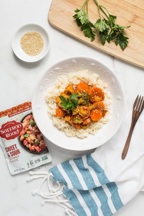 Simmer Simmer 7.0oz Pack 8 Saffron Road Sweet and Sour Sauce | Globally Inspired Sauce | Gluten-free, Vegan, Non-GMO