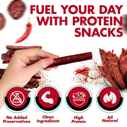 (10 Count) Pack Jerky-n-Spice Premium Spicy Meat Sticks Gift Box | Beef Sticks Variety | Beef Jerky Basket for Men |