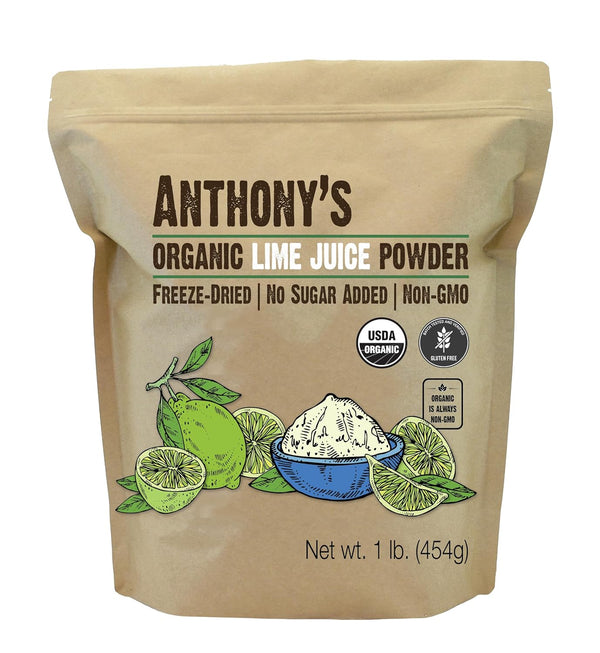 Anthony's Organic Lime Juice Powder, 1 lb, Freeze Dried, Unsweetened, Gluten Free,