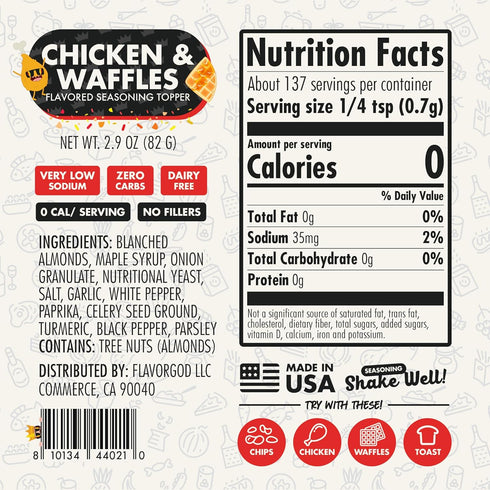 2 Chicken & Waffles Seasoning Topper Mix, Bottles by Flavor God - Premium All Natural & Healthy Spice Blend