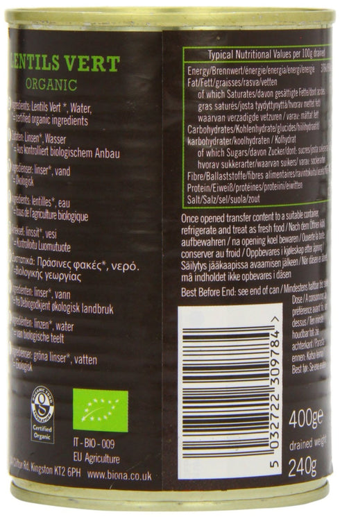 Biona 400g Pack 2 Organic Lentils