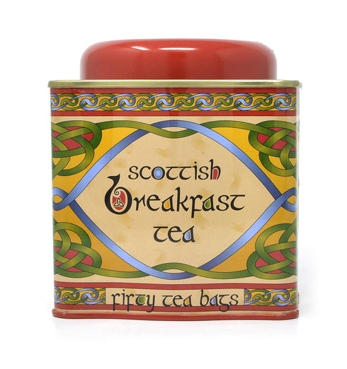 Royal Tara 50 Scottish Breakfast Tea- Celtic Weave Metal Tin Irish Tea Bags -Assam, Ceylon, and Africa Blend Gourmet