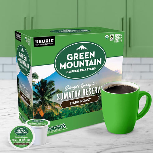 32 Count Green Mountain Coffee Roasters Sumatra Reserve Coffee, Keurig Single-Serve K-Cup pods, Dark Roast