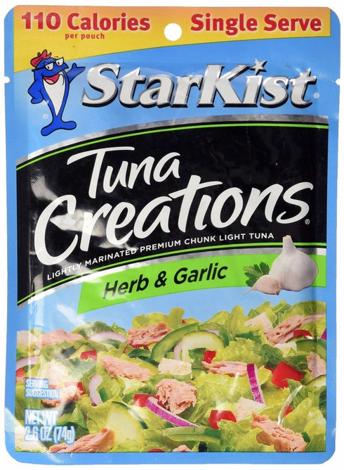 Starkist Tuna Creations, Herb & Garlic, Single Serve 2.6-Ounce Pouch (Pack of