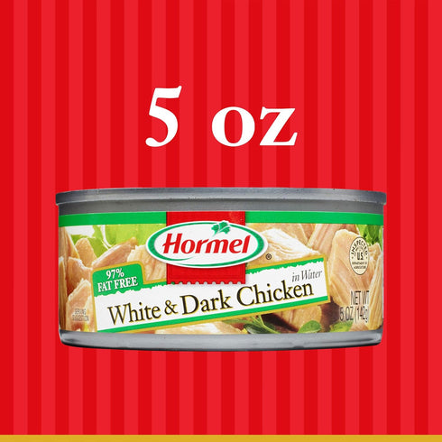 5 (Pack 12) Hormel Canned White and Dark Chunk Chicken, Ounce
